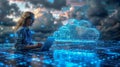 Woman Working on Cloud Computing in a Digital Environment Royalty Free Stock Photo