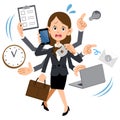 A woman working at a company that is too busy