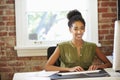 Woman Working At Computer In Contemporary Office Royalty Free Stock Photo