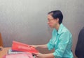 Woman working with documents