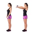 Woman working with dumbbells