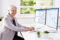 Woman Working On Gantt Chart Using Computer Royalty Free Stock Photo