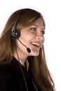 Woman working with headset Royalty Free Stock Photo