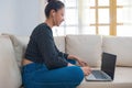 Woman Working From Her Laptop Royalty Free Stock Photo