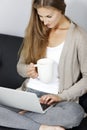 Woman working on a laptop