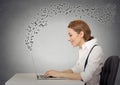 Woman working on laptop computer