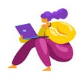 Woman working on laptop, worker or employee vector