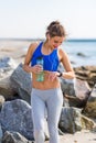 Woman working out at the beach Royalty Free Stock Photo