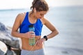 Woman working out at the beach Royalty Free Stock Photo