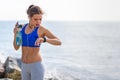 Woman working out at the beach Royalty Free Stock Photo