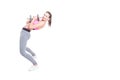 Woman working out bending over back holding dumbbell Royalty Free Stock Photo