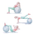 Woman working out with exercise ball 2 Royalty Free Stock Photo
