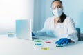 Woman Working With Petri Dishes In The Lab. Royalty Free Stock Photo