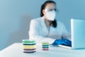 Woman Working With Petri Dishes In The Lab. Royalty Free Stock Photo
