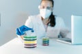 Woman Working With Petri Dishes In The Lab. Royalty Free Stock Photo