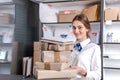 Woman working at the post office Royalty Free Stock Photo