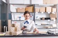 Woman working at the post office Royalty Free Stock Photo