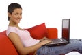 Woman working on the sofa Royalty Free Stock Photo