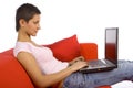 Woman working on the sofa Royalty Free Stock Photo