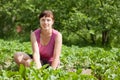 Woman working in vegetable garden Royalty Free Stock Photo