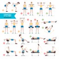 Woman workout fitness, aerobic and exercises. Vector Illustration.