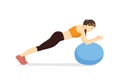 Woman workout with fitness ball in ball table top posture