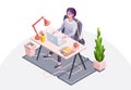 Woman at workplace office vector illustration