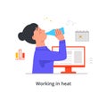 Woman works in heat concept Royalty Free Stock Photo