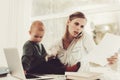 A Woman Works During Maternity Leave At Home. Royalty Free Stock Photo