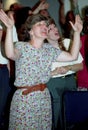 Woman in worship at a church service