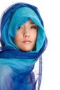 Woman wrapped scarf