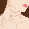The woman with wrinkles on her neck when getting older, illustration