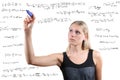woman writes mathematical equations Royalty Free Stock Photo