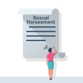 Woman writes a statement about sexual harassment vector