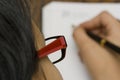 Woman writing on agenda Royalty Free Stock Photo