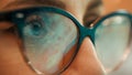 Woman& x27;s macro glasses with a PC reflection Royalty Free Stock Photo