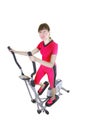 Woman and xtrainer machine