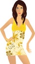 Woman yellow dress illustration