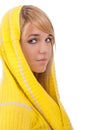 Woman in yellow hood Royalty Free Stock Photo