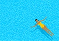 A woman in a yellow swimsuit floating relaxed on her back in the pool Royalty Free Stock Photo