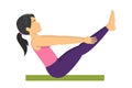 Woman in the yoga boat pose. Exercise for health