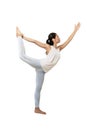 woman in yoga dancer natarajasana position Royalty Free Stock Photo