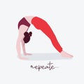 Woman yoga illustration with typography. Flat illustration female sport quote. Exercise activity meditation breathe pose