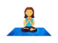 Woman yoga on mat cartoon character watercolor painting illustration design Royalty Free Stock Photo