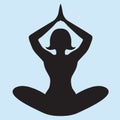 Woman Yoga Meditating in Lotus Position. Silhouette Figure Vector Royalty Free Stock Photo