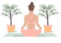 Woman yoga meditation pose Vector. Storyboard line art digital vectors Royalty Free Stock Photo