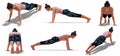 Woman in Yoga Plank Pose with 6 angles of view