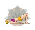 Woman in Yoga pose bridge - Setu Bandhasana