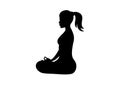 Woman in yoga position silhouette icon vector Royalty Free Stock Photo