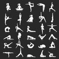 Woman yoga postures exercises set. Royalty Free Stock Photo